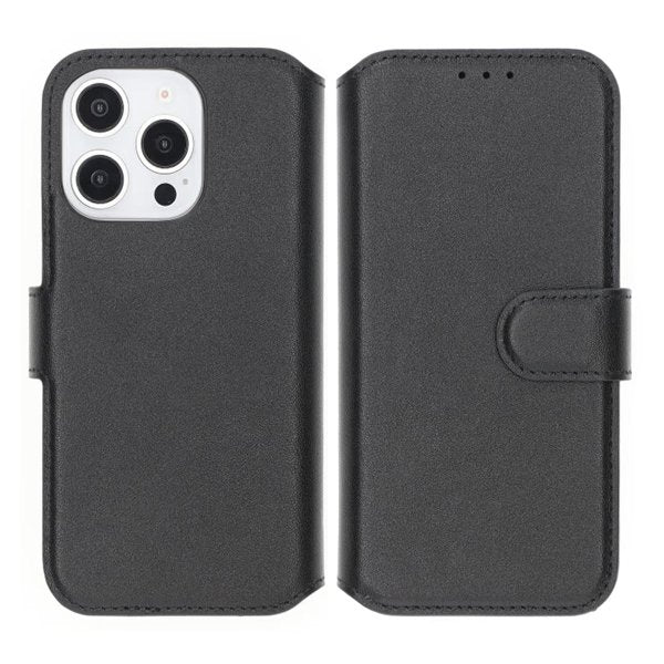 Rvelon iPhone 16 Pro Max Kotelo Aitoa nahkaa Korttitaskut Musta