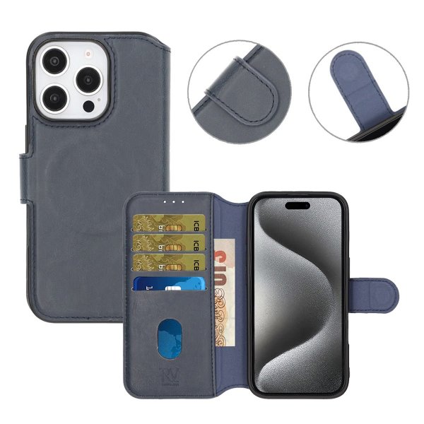 Rvelon iPhone 16 Pro Max -suojakuori, 4 korttipaikkaa, MagSafe, sininen