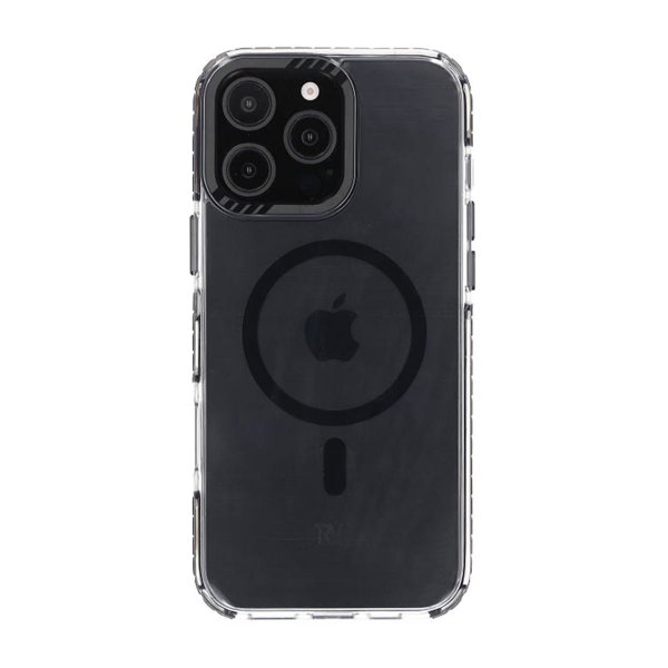 Rvelon iPhone 16 Pro Max Kuori TPU MagSafe Musta/Läpinäkyvä