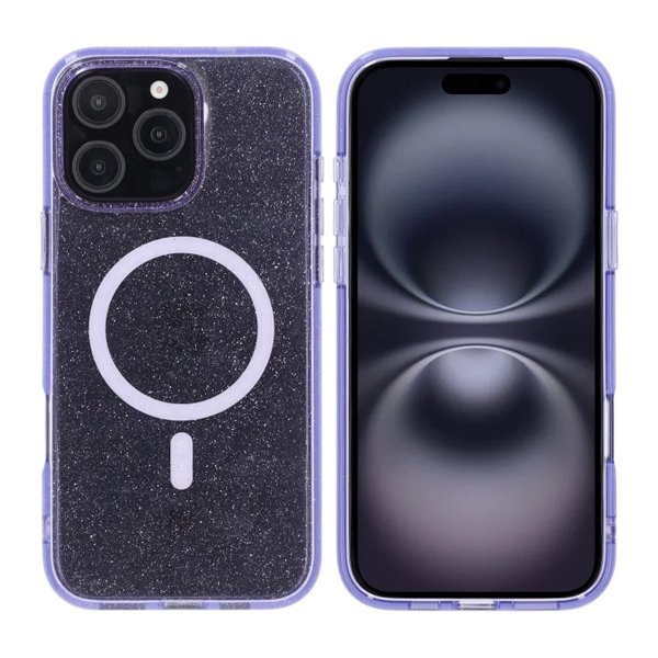 Rvelon iPhone 16 Pro Max Kuori Glitter MagSafe Violetti
