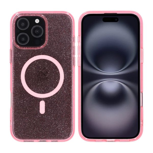 Rvelon iPhone 16 Pro Max Kuori Glitter MagSafe Pinkki