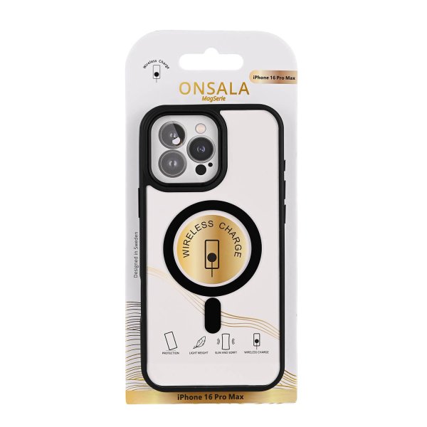 Onsala iPhone 16 Pro Max Kuori Bumper MagSeries Läpinäkyvä Musta