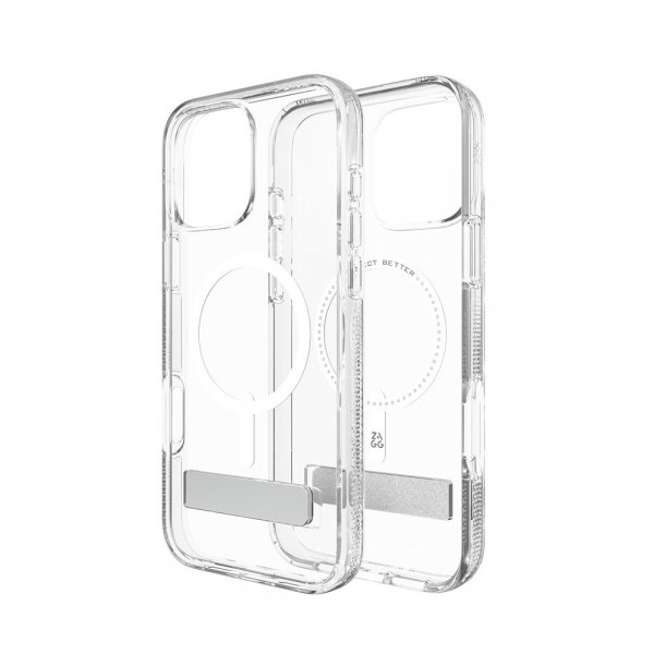 ZAGG iPhone 16 Pro Max -suojakuori Crystal Palace Snap Kickstand Läpinäkyvä