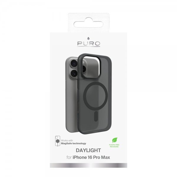 Puro iPhone 16 Pro Max -suojakuori Daylight MagSafe musta