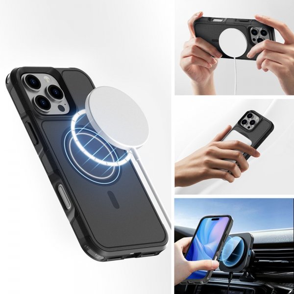 4smarts iPhone 16 Pro Max -suojakuori Defend Case Ultimag, musta