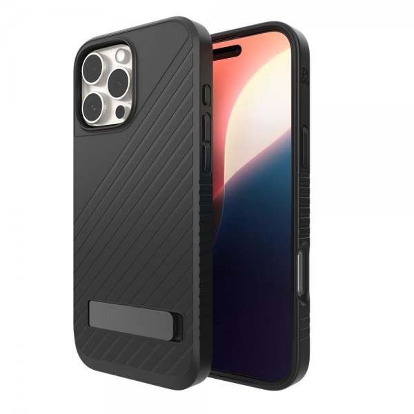 ZAGG iPhone 16 Pro Max -kuori Denali Snap Kickstand Musta