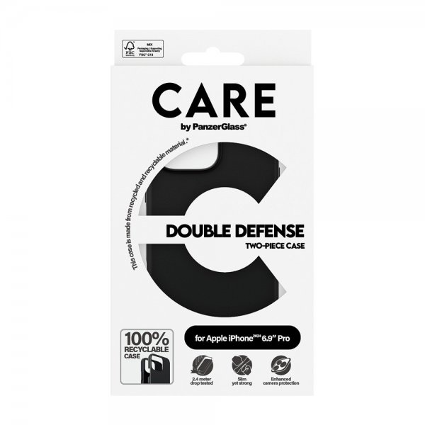 CARE by PanzerGlass iPhone 16 Pro Max Kuori Double Defence Musta