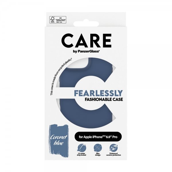 CARE by PanzerGlass iPhone 16 Pro Max -suojakuori, muodikas, sininen