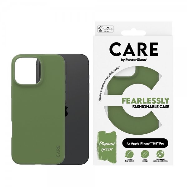 CARE by PanzerGlass iPhone 16 Pro Max -suojakuori, muodikas, vihreä