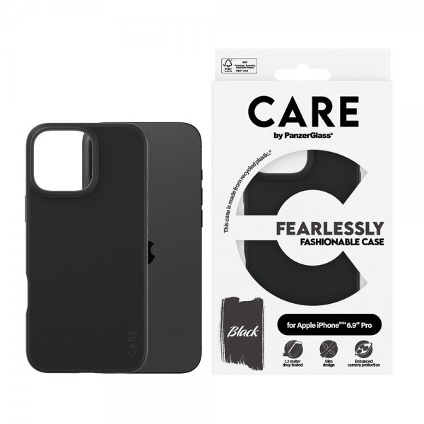 CARE by PanzerGlass iPhone 16 Pro Max Kuori Fashionable Musta