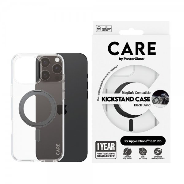 CARE by PanzerGlass iPhone 16 Pro Max Kuori Jalusta MagSafe Musta