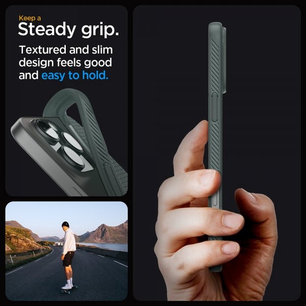 Spigen iPhone 16 Pro Max -suojakuori Liquid Air Abyss Green