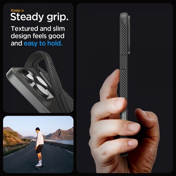 Spigen iPhone 16 Pro Max -suojakuori Liquid Air Mattamusta