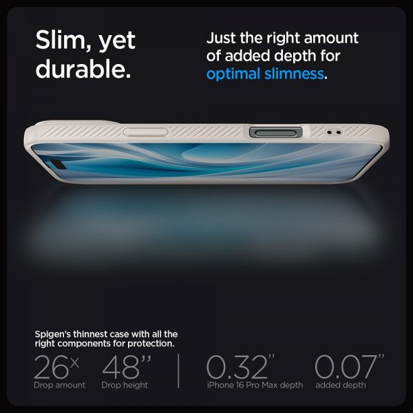 Spigen iPhone 16 Pro Max -suojakuori Liquid Air Natural Titanium
