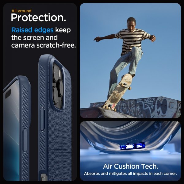 Spigen iPhone 16 Pro Max -kuori Liquid Air Navy Blue