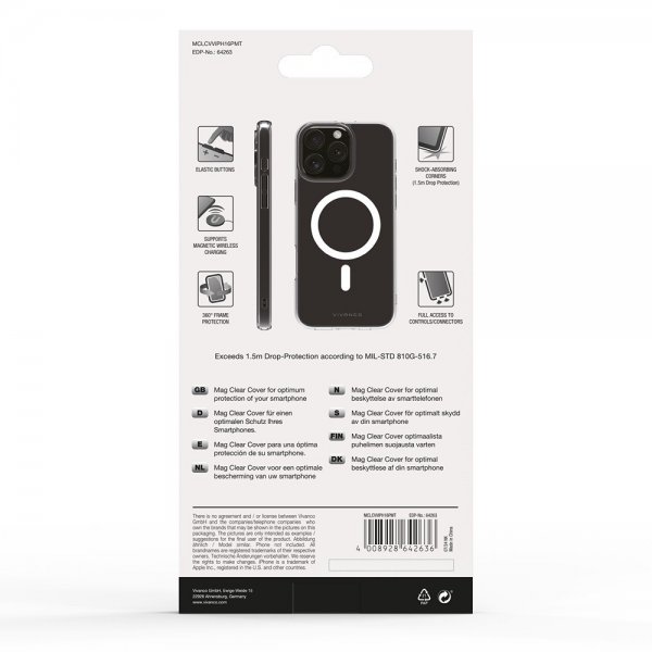Vivanco iPhone 16 Pro Max Kuori Mag Clear Läpinäkyvä