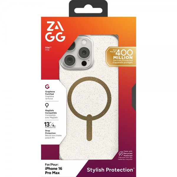 ZAGG iPhone 16 Pro Max -kuori Milan Snap Gold Glitter