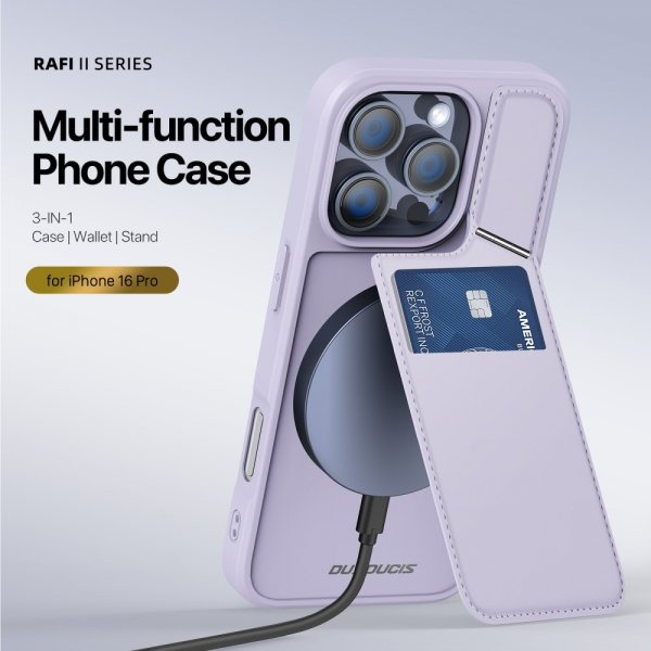 Dux Ducis iPhone 16 Pro Max -suojakuori Rafi II Series MagSafe, violetti