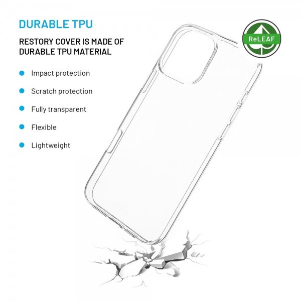 Kiinteä iPhone 16 Pro Max -kuori ReStory Transparent