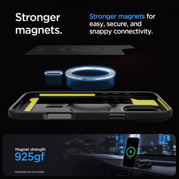 Spigen iPhone 16 Pro Max -kuori, Rugged Armor MagFit, harmaa