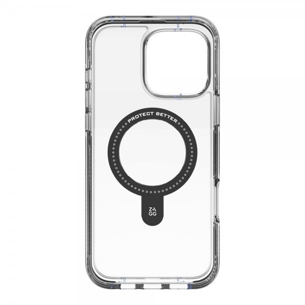 ZAGG iPhone 16 Pro Max -kuori, Santa Cruz Snap Ring Stand, musta