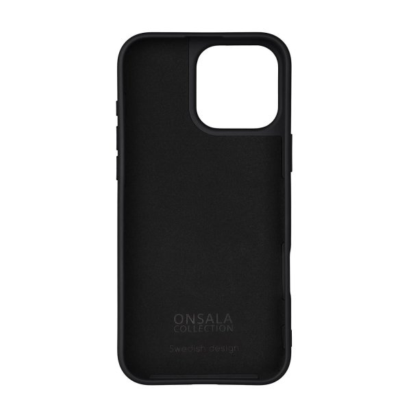 Onsala iPhone 16 Pro Max -kuori, silikonituntuma, musta