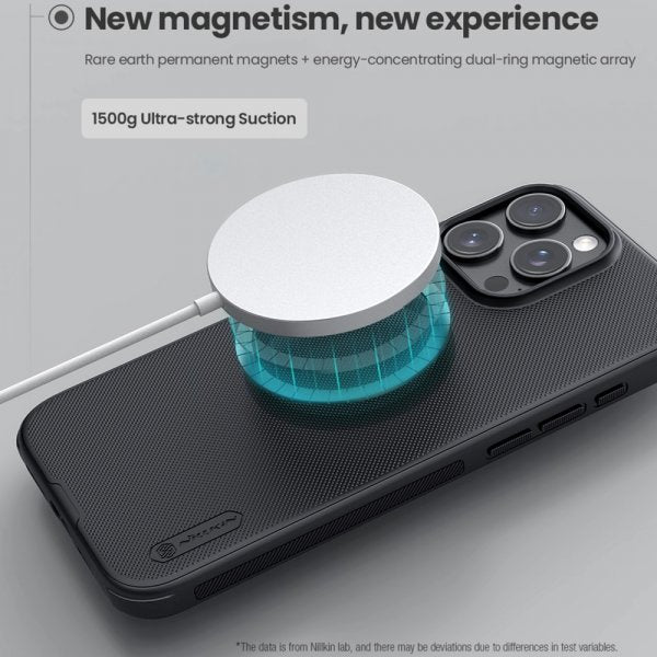 Nillkin iPhone 16 Pro Max -suojakuori Super Frosted Shield Pro MagSafe, musta