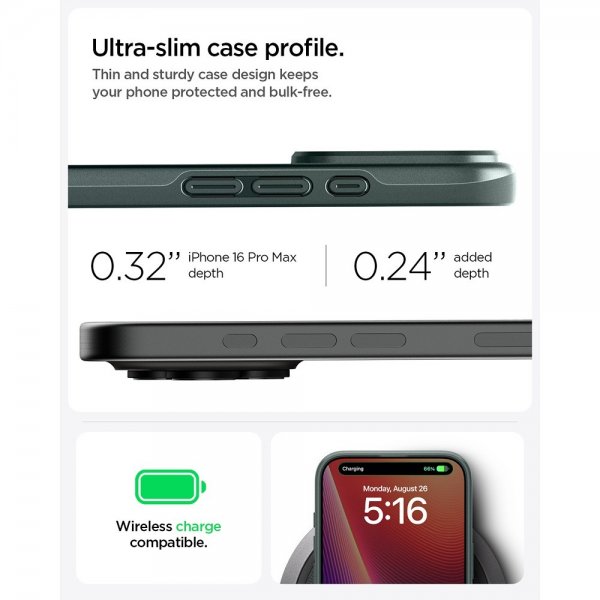 Spigen iPhone 16 Pro Max Kuori Thin Fit MagFit Abyss Green