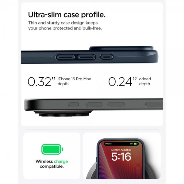 Spigen iPhone 16 Pro Max Thin Fit MagFit Metal Slate -suojakuori