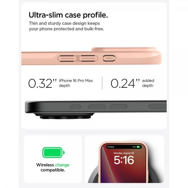 Spigen iPhone 16 Pro Max Kuori Thin Fit MagFit Rose Titanium