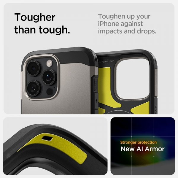 Spigen iPhone 16 Pro Max -suojakuori Tough Armor MagFit Gunmetal