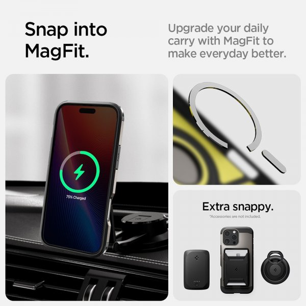 Spigen iPhone 16 Pro Max -suojakuori Tough Armor MagFit Gunmetal