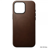 Nomad iPhone 16 Pro Max -suojakuori, perinteinen nahkakuori, ruskea