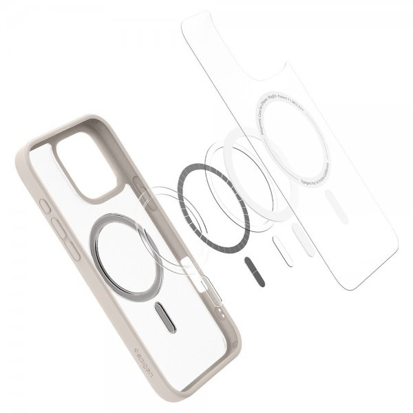 Spigen iPhone 16 Pro Max -suojakuori Ultra Hybrid MagFit Frost Natural Titanium