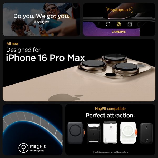 Spigen iPhone 16 Pro Max -suojakuori Ultra Hybrid MagFit Frost Natural Titanium