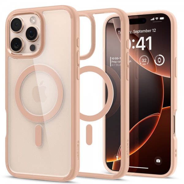 Spigen iPhone 16 Pro Max -suojakuori Ultra Hybrid MagFit Rose Titanium
