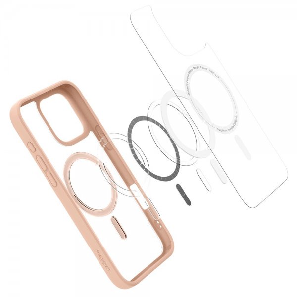 Spigen iPhone 16 Pro Max -suojakuori Ultra Hybrid MagFit Rose Titanium