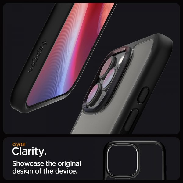 Spigen iPhone 16 Pro Max -suojakuori, Ultra Hybrid, mattamusta