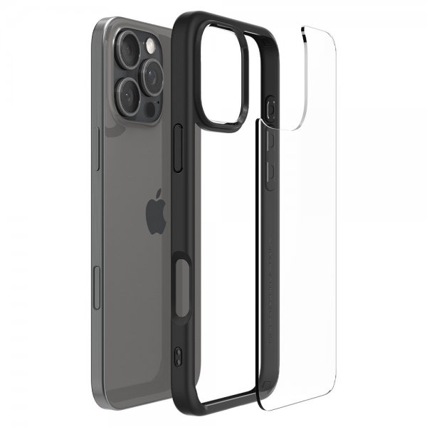 Spigen iPhone 16 Pro Max -suojakuori, Ultra Hybrid, mattamusta