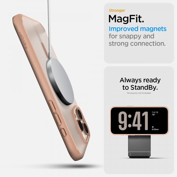 Spigen iPhone 16 Pro Max -suojakuori Ultra Hybrid T MagFit Frost Rose Titanium