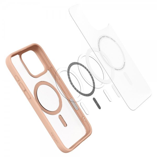 Spigen iPhone 16 Pro Max -suojakuori Ultra Hybrid T MagFit Frost Rose Titanium