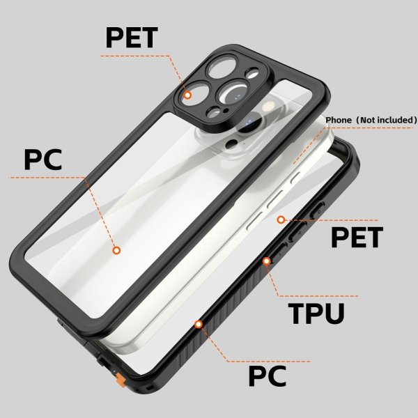 Redpepper iPhone 16 Pro Max Kuori Vedenkestävä IP68 Musta