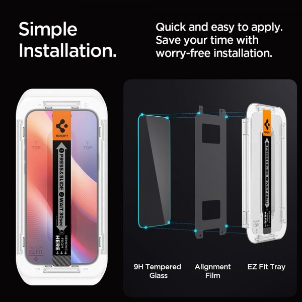 Spigen iPhone 16 Pro Max/iPhone 17 Pro Max Näytönsuoja GLAS.tR EZ Fit 2-pakkaus