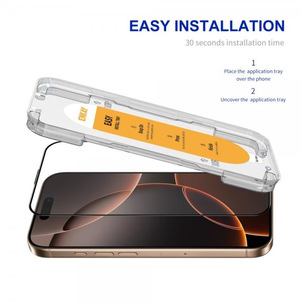 Enkay iPhone 16 Pro Max -näytönsuoja asennuskehyksellä Easy Install