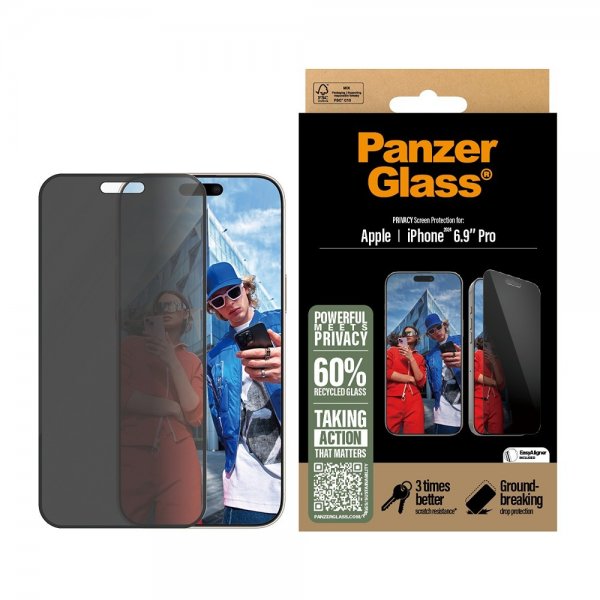 PanzerGlass iPhone 16 Pro Max -näytönsuoja Ultra-Wide Fit Privacy EasyAligner