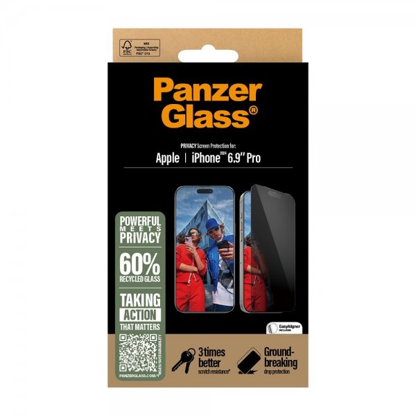 PanzerGlass iPhone 16 Pro Max -näytönsuoja Ultra-Wide Fit Privacy EasyAligner