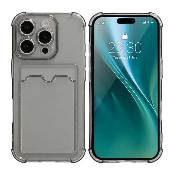 iPhone 16 Pro Kuori Korttipidike Iskunkestävä Musta