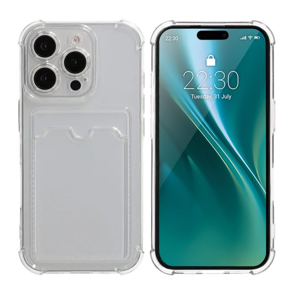 iPhone 16 Pro Kuoret Korttipidike Iskunkestävä Läpinäkyvä