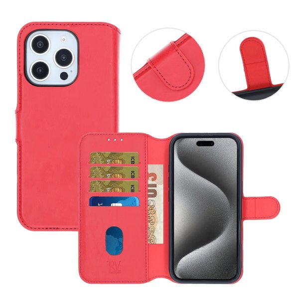 Rvelon iPhone 16 Pro -kotelo magneettisesti irrotettava kuori punainen