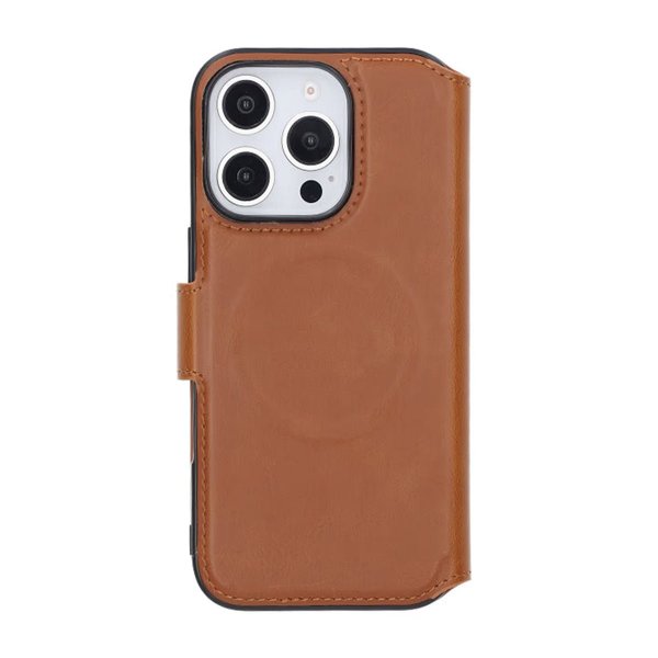 Rvelon iPhone 16 Pro -kuori, 4 korttipaikkaa, MagSafe, ruskea
